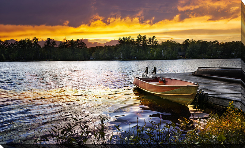 Boat On Lake At Sunset I